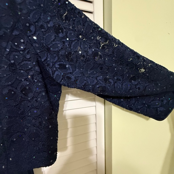 Elegant Navy Blue Dress Pleaded With Beaded Design - Picture 6 of 10